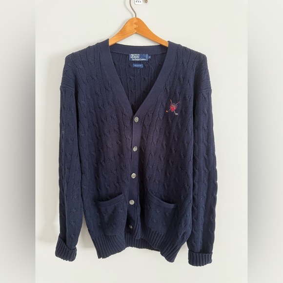 VTG Polo Ralph Lauren Golf Cable Knit Cardigan Sweater - Picture 1 of 3